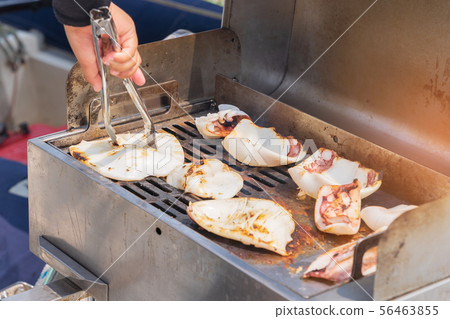 Sea food is squid barbecue cooking on luxury Sea food is squid barbecue cooking on luxury 56463855