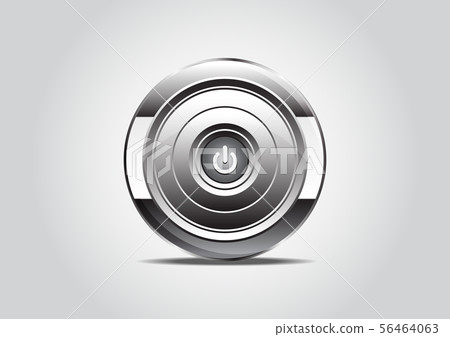 Power on button. Realistic metallic engine icon Power on button. Realistic metallic engine icon 56464063