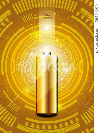 Electric battery energy, illustration, Gold light 56464109