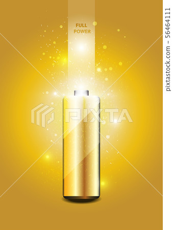 Electric battery energy, illustration, Gold light 56464111