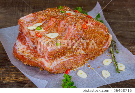 Pork tenderloin prepared with spice and herb. 56468716
