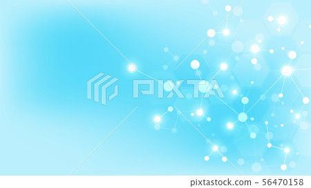 Abstract molecules on soft blue background. Molecular structures or DNA strand, neural network Abstract molecules on soft blue background. Molecular structures or DNA strand, neural network 56470158