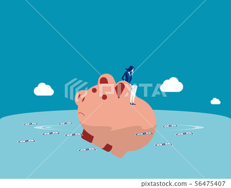 Businesswoman loss of savings. Concept business 56475407