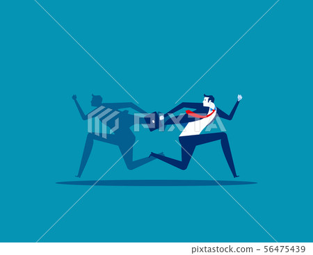 Businessman and shadow running different way. 56475439