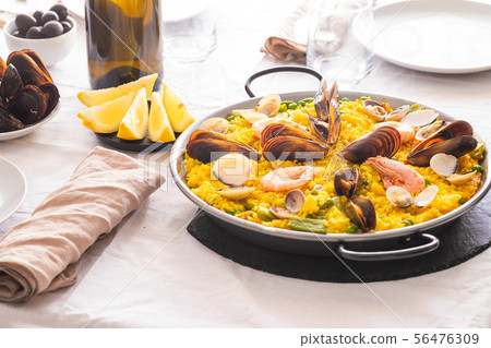 Spanish seafood paella Spanish seafood paella 56476309