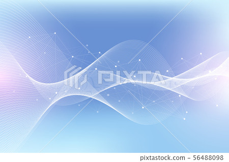 Expansion of life. Colorful explosion background with connected line and dots, wave flow 56488098