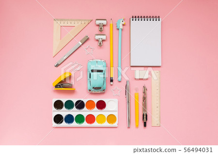 Pink School Supplies - Stock Photos