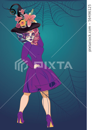 Sugar skull witch woman 56496125