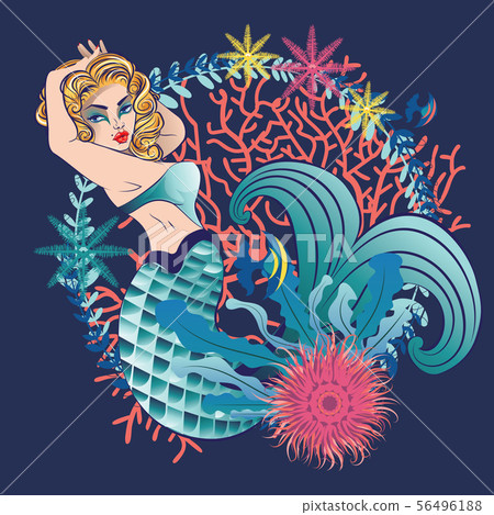 Cartoon blonde mermaid Cartoon blonde mermaid 56496188