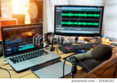 Mic laptop and camera equipment vlog style and 56496265