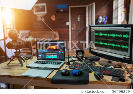 The content creator sound waves monitor preview in The content creator sound waves monitor preview in 56496269