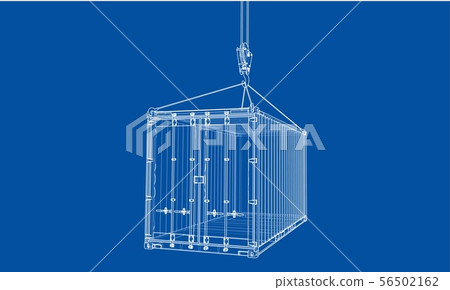 Cargo container. Wire-frame style 56502162