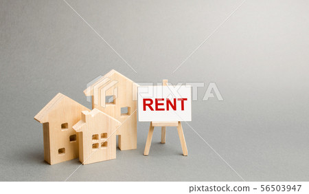 Three figures of houses and an easel rent 56503947