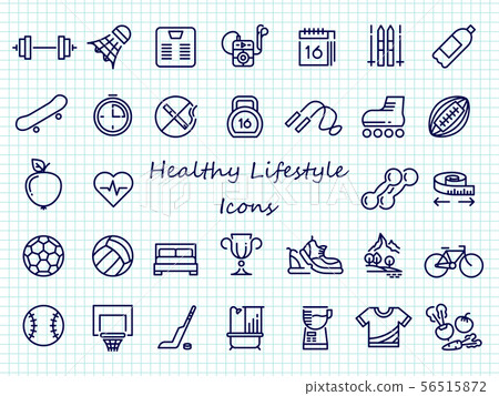 Healthy lifestyle outline icons - big set sport icons Healthy lifestyle outline icons - big set sport icons 56515872