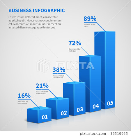Statistics business 3d graph bar chart. Vector infographic with steps and options Statistics business 3d graph bar chart. Vector infographic with steps and options 56519935