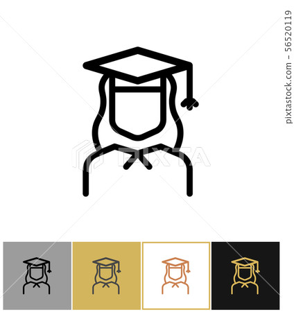 Graduate icon, female academy graduation woman symbol Graduate icon, female academy graduation woman symbol 56520119