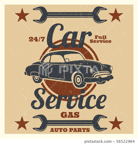 Vintage car service logo - auto repair grunge 56522964