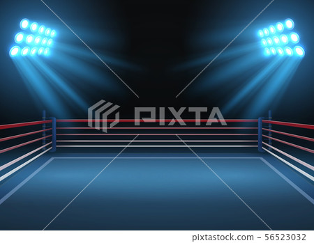 Empty wrestling sport arena. Boxing ring dramatic sports vector background 56523032