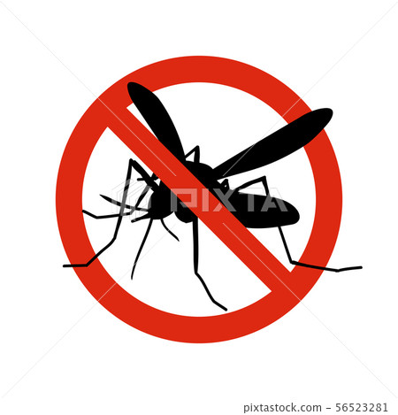 Mosquito warning prohibited sign. Anti mosquitoes, insect control vector symbol 56523281