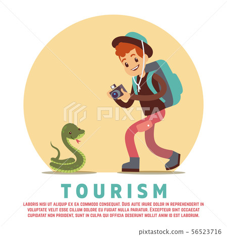 Tourism male tourist and snake Tourism male tourist and snake 56523716