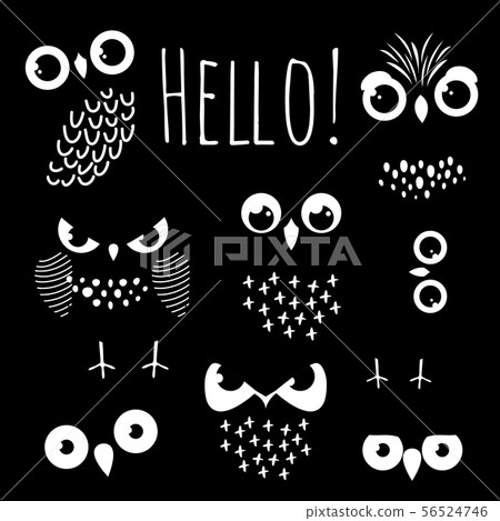 Hello with cartoon owl eyes Hello with cartoon owl eyes 56524746