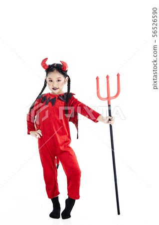 girl in a halloween fancy dress devil 56526590