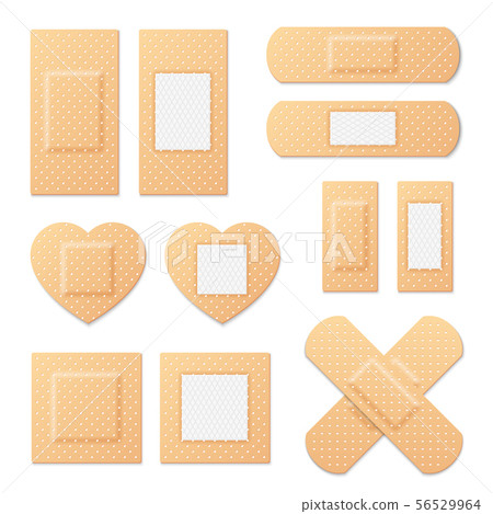 Adhesive bandage elastic medical plasters vector set Adhesive bandage elastic medical plasters vector set 56529964