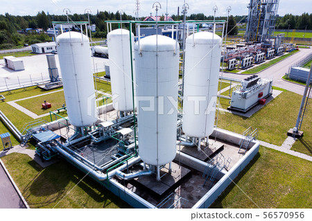 Aerial view of Liquid chemical tank terminal, Storage of liquid chemical and petrochemical products 56570956