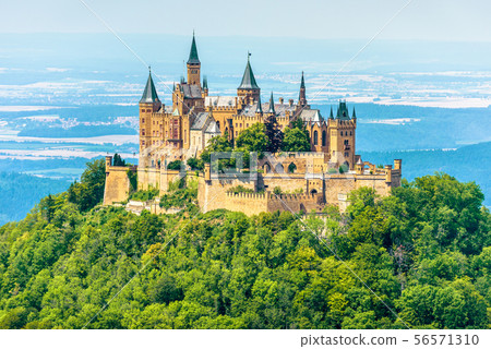 Hohenzollern Castle on mountain top, Germany 56571310