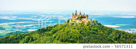 Hohenzollern Castle on mountain top, Germany 56571311