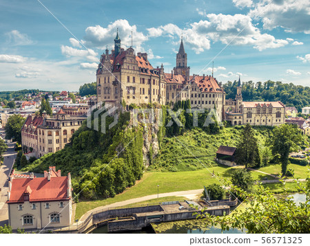 Sigmaringen Castle on cliff, Germany 56571325
