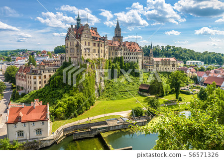 Sigmaringen Castle above Danube river, 56571326