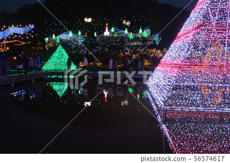 Illuminations of Ashikaga Flower Park that looks like a gigantic building in the dark 56574617