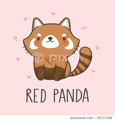Cute Red Panda Cartoon Hand Drawn Style Stock Illustration 56575486 Pixta