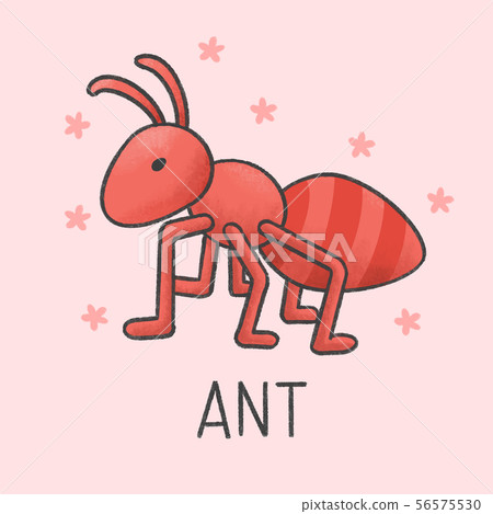 Cute ant cartoon hand drawn style