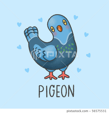 Pigeon bird cartoon hand drawn style 56575531