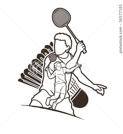Badminton players cartoon sport graphic vector. Badminton players cartoon sport graphic vector. 56577183