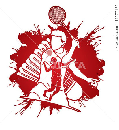 Badminton players cartoon sport graphic vector. Badminton players cartoon sport graphic vector. 56577185