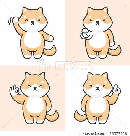 Vector set of cute shiba inu dog characters 56577558