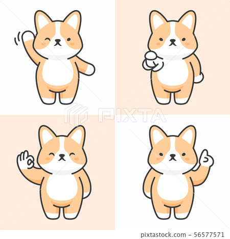 Vector set of cute corgi characters 56577571