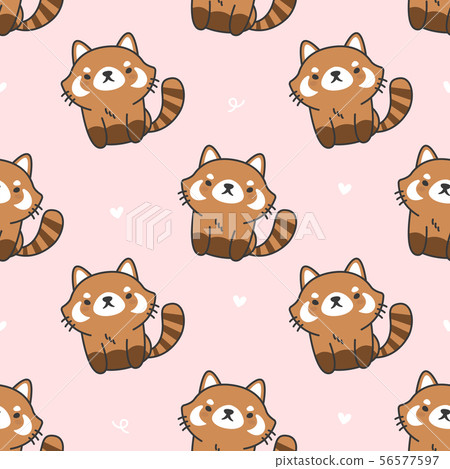 Cute red panda Seamless Pattern Background - Stock Illustration ...