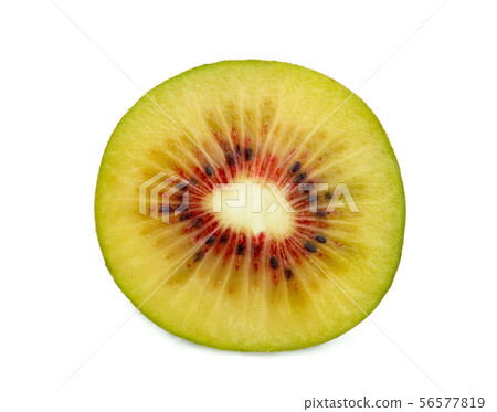 half cut red kiwi fruit isolated on white 56577819