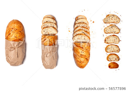 Whole, half, sliced homemade wheat grain fresh 56577896