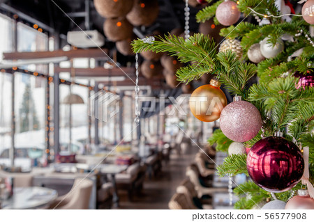 Closeup christmas new year decoration, fir spruce 56577908