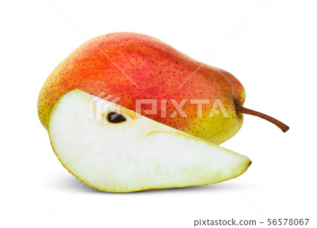 whole and slices pear isolated on white background whole and slices pear isolated on white background 56578067