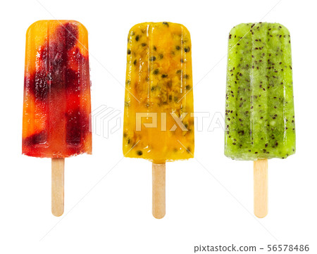 Set of fruit popsicle isolated on white 56578486