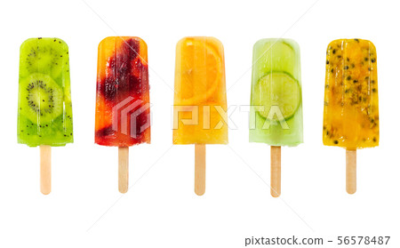 Set of fruit popsicle isolated on white Set of fruit popsicle isolated on white 56578487