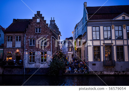 Night Europe Ghent Belgium 56579054