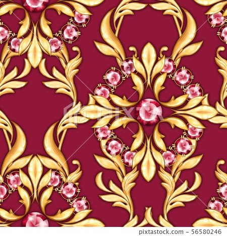Seamless luxury pattern with ruby gems 56580246