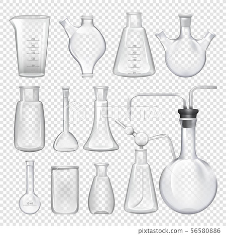 Equipment for chemical laboratory. Different vials and jars. Vector realistic illustrations 56580886